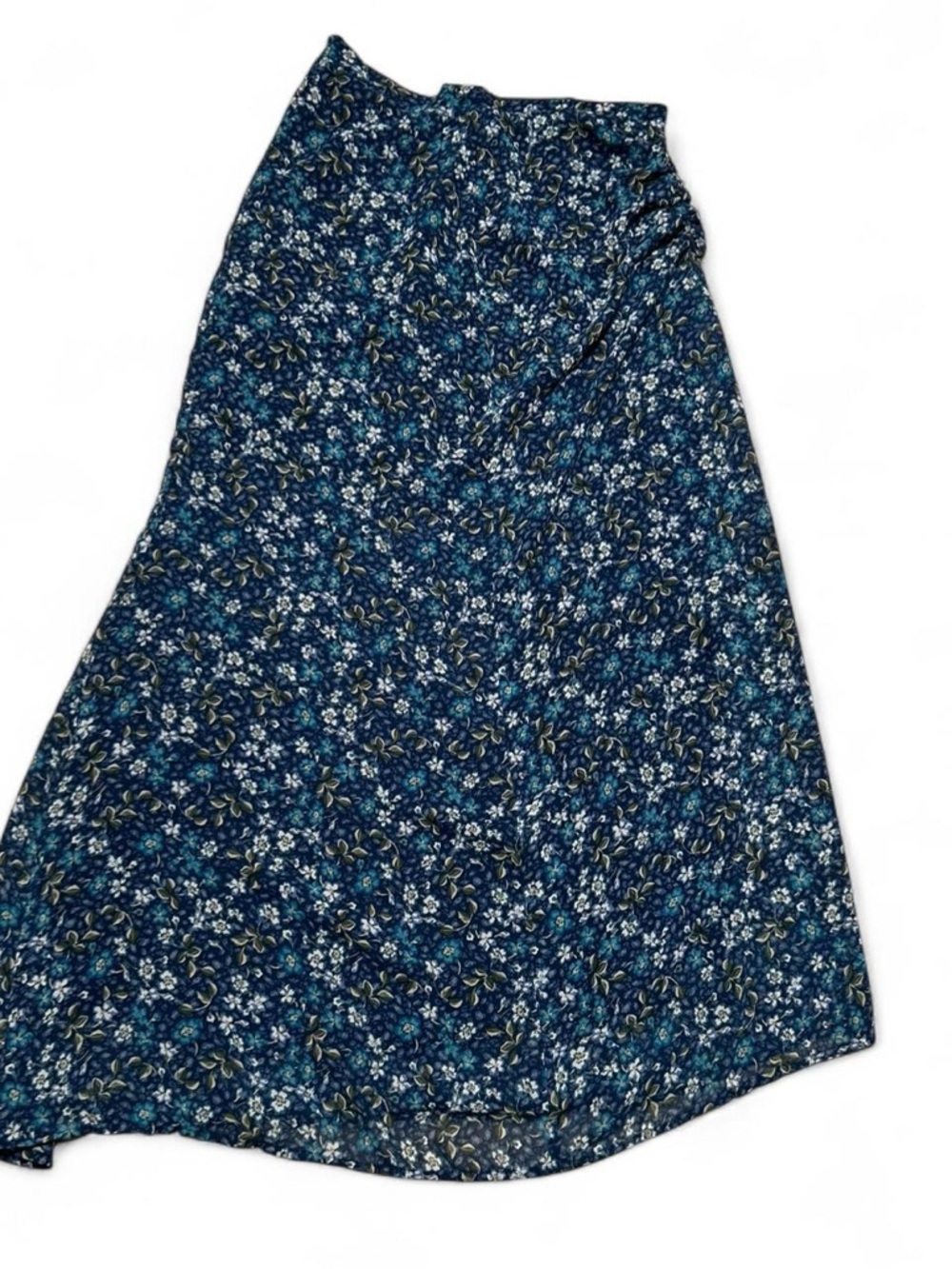 Floral Midi Skirt in Navy Blue